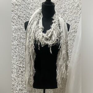 Winter Lennon Silver BOHO Scarf, 80”X 26”